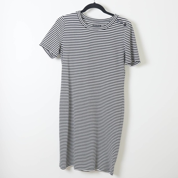 J. Crew Dresses & Skirts - J. Crew Black White Stripe Fitted Ponte Knit Mini Dress